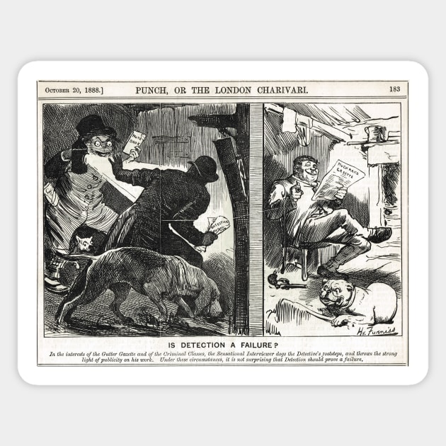 Jack the Ripper Punch Cartoon is Detection a failure? 1888 Sticker by artfromthepast